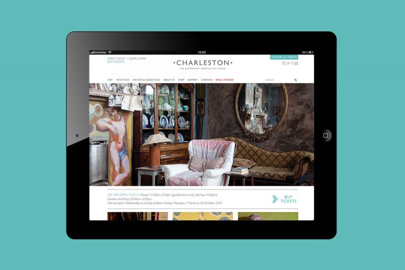 Website development for Charleston, a visitor attraction in southern England and once the country home of the Bloomsbury group. Design by Joelle Wheelwright.